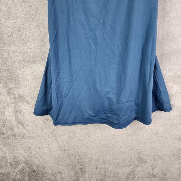 Women's Blue One Piece Swim Suit Dress Stretch Criss-Cross Back w/ shorts XL - Picture 3 of 10